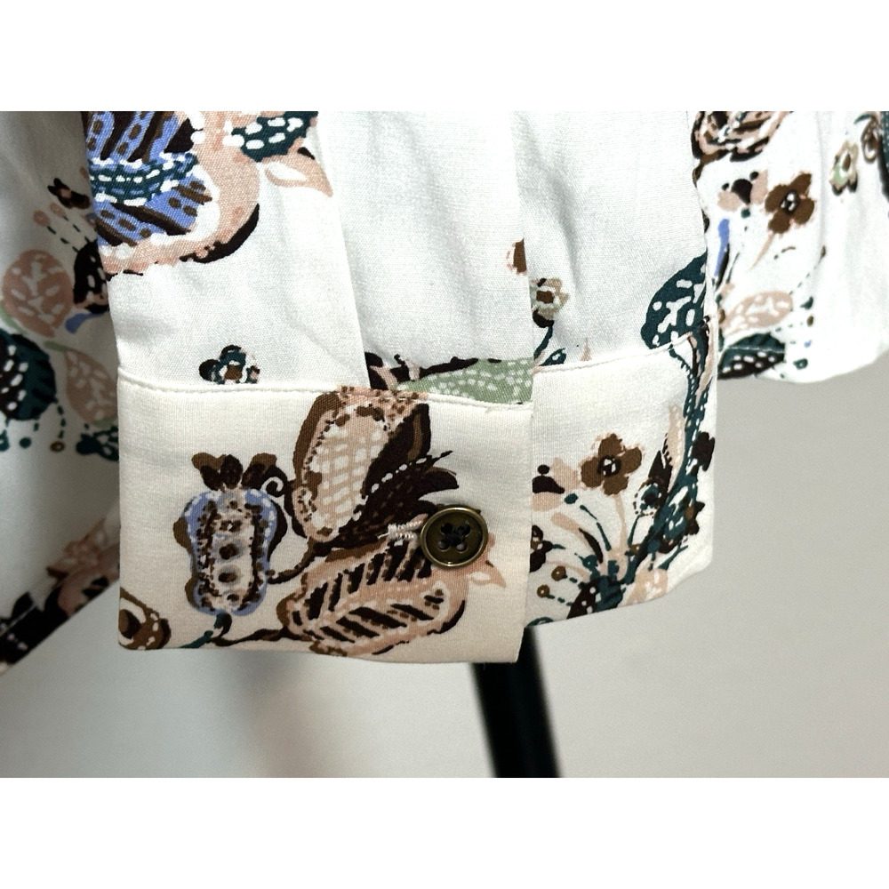 Chico Women's Long Sleeve Blouse Size (0) Paisley Collard Blouse - Picture 10 of 16